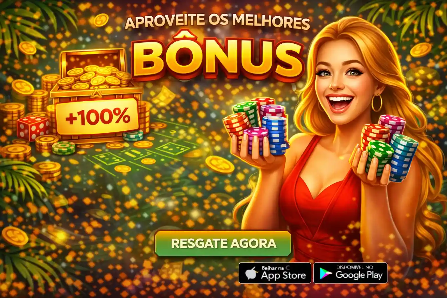 Bônus de cassino com mulher e fichas